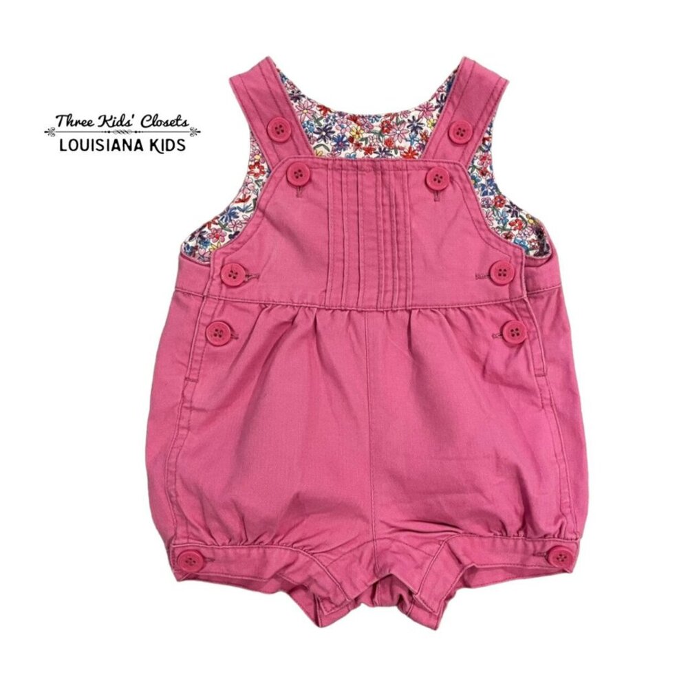 Jojo Maman Bebe 0-3m Pink Bubble Romper Overall Shorts